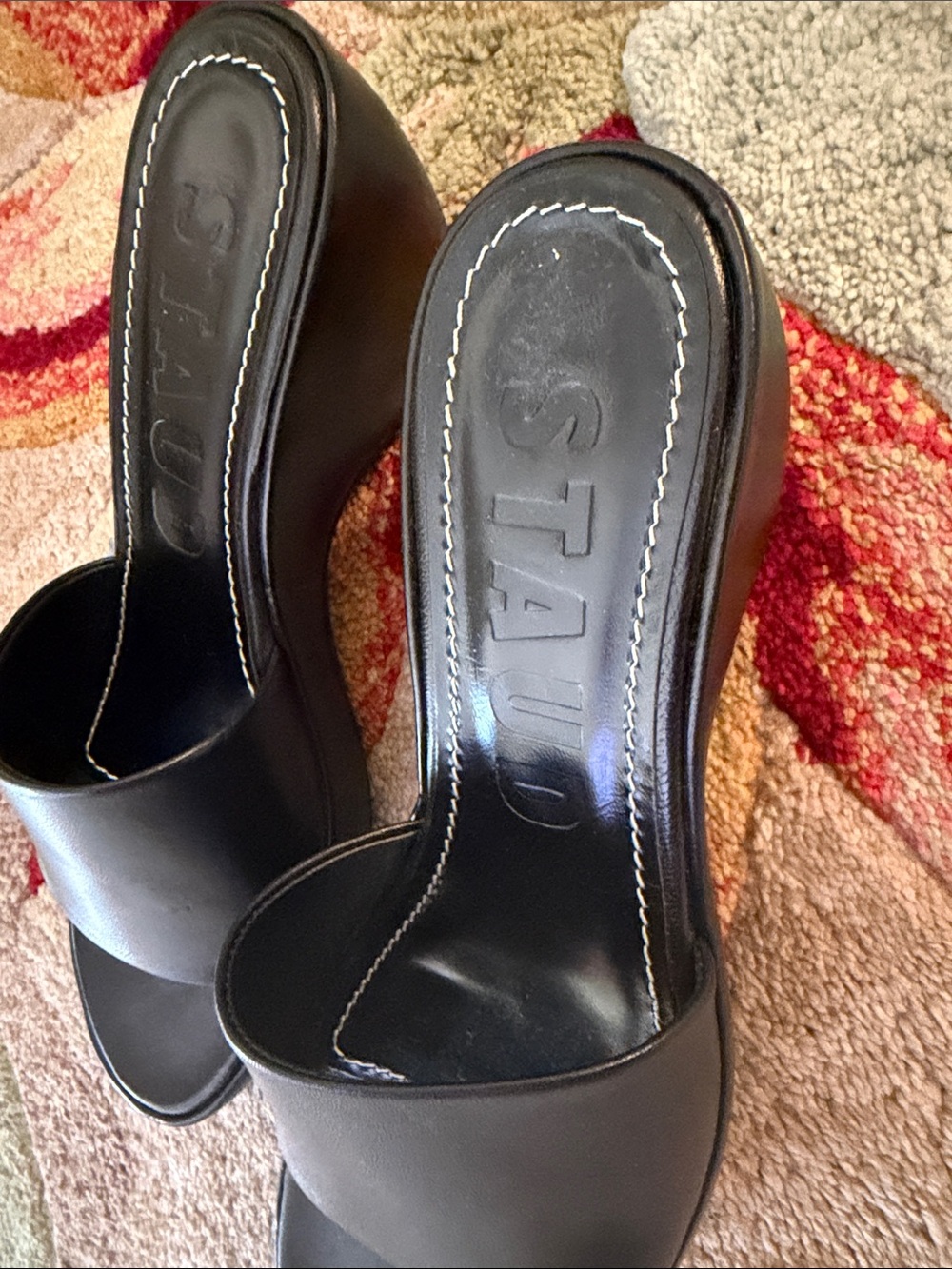 STAUD Black Leather Platform Mules - Picture 6 of 14